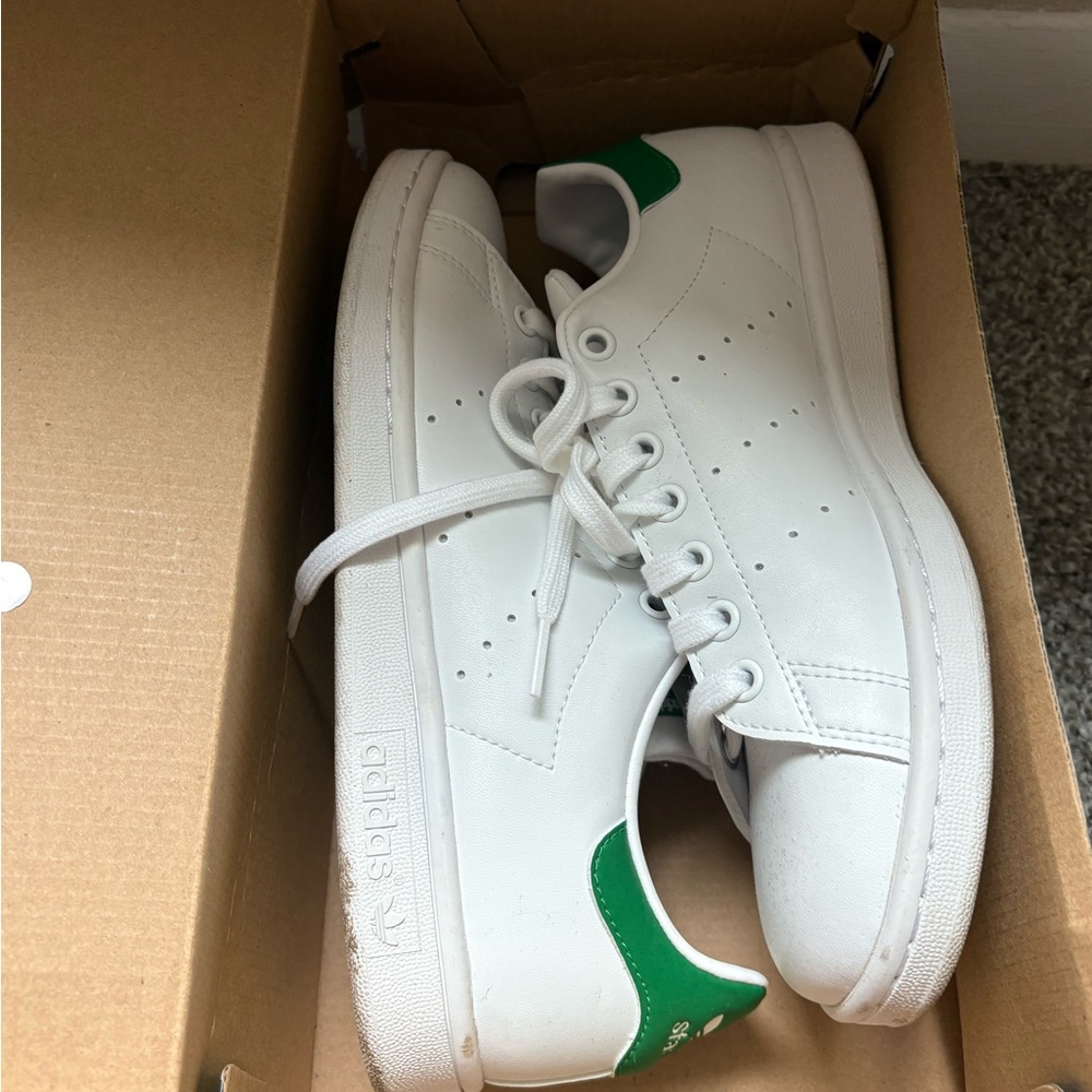 Adidas Stan Smith White and Green Shoes